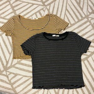 Heart Hips Striped Tops in Yellow and Black